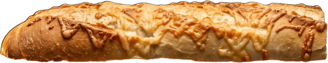 Metade de cima do pão baguete com parmesão