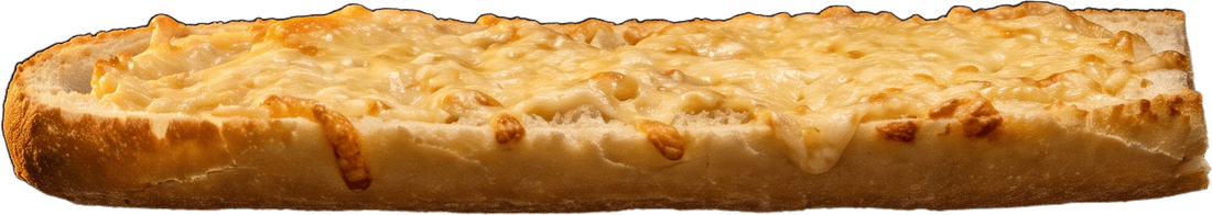 Metade de baixo do pão baguete com queijo derretido
